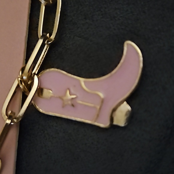 Fantaseyes Womens 3 Anklets Pink Howdy Star Boot Cowboy Hat Gold Chain-Link Bead - Picture 4 of 6